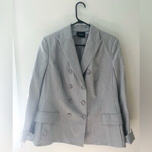 AKRIS Gray Double-Breasted Blazer Classic Suit Jacket Size US12